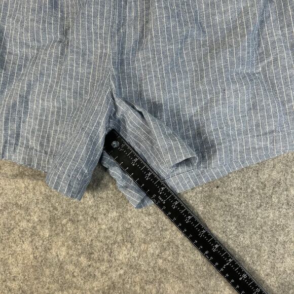 Hester & Orchard Linen Shorts Womens Small Blue Striped Lightweight - Picture 5 of 8